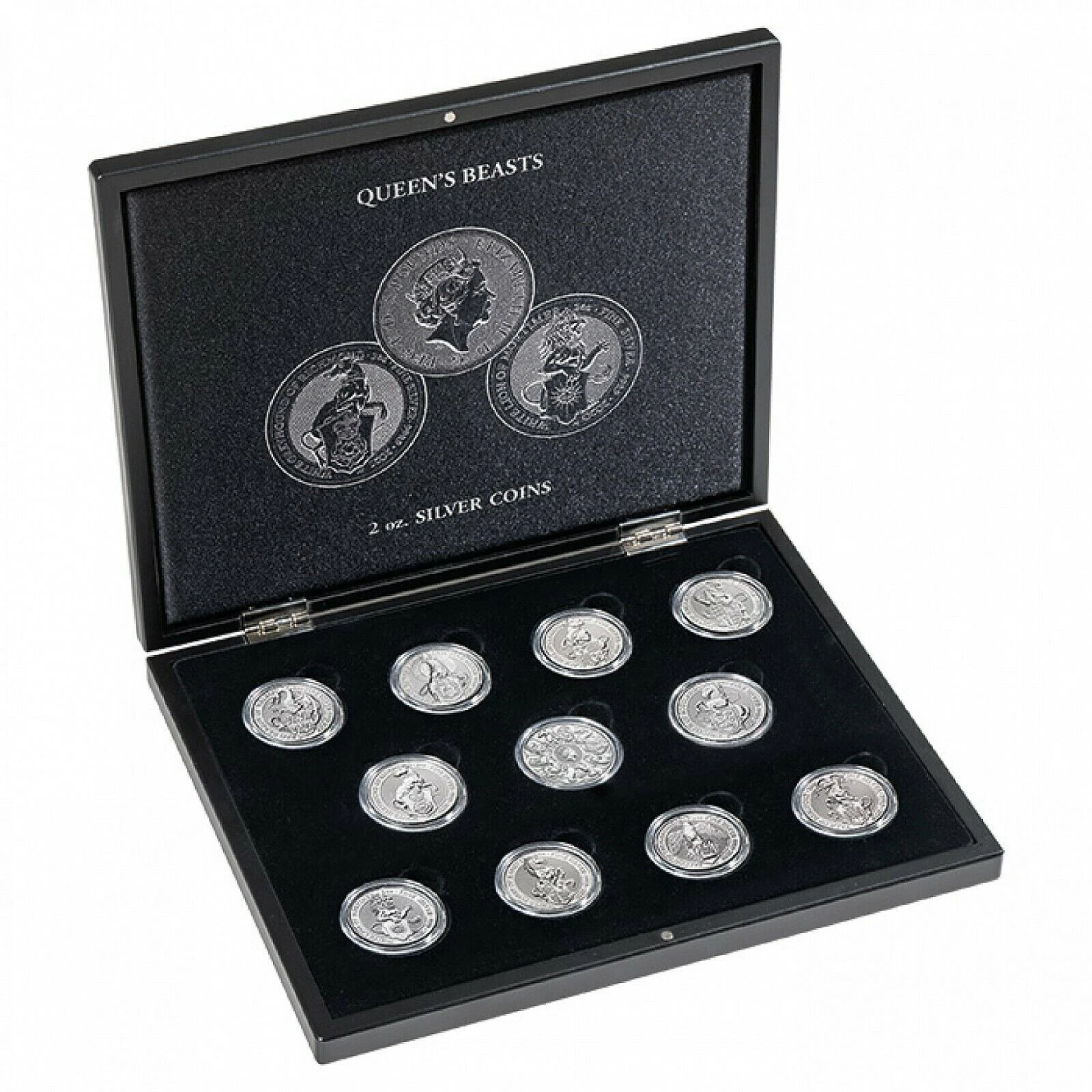 Луксозна дървена кутия VOLTERRA за 11 броя монети Queen's Beast 2 Oz - Image 3